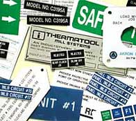 Tags from anodized aluminum, plastic, lamicoid, lamacoid, phenolic, stainless steel, are engraved, etched, and printed.