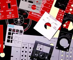 Overlays for dials, pushbuttons, circuit breakers and control panels from plastic, aluminum, stainless steel, polycarbonate and other materials.